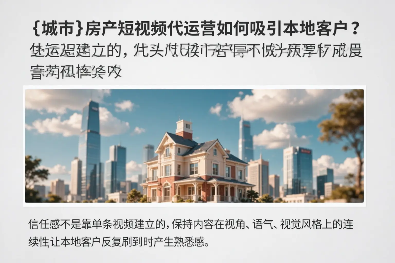 徐水房产短视频代运营如何吸引本地客户?